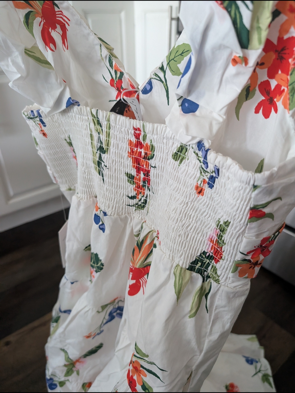 Petal & Pup White Maxi Dress with Red, Blue & Green Floral Print - Picture 12 of 14